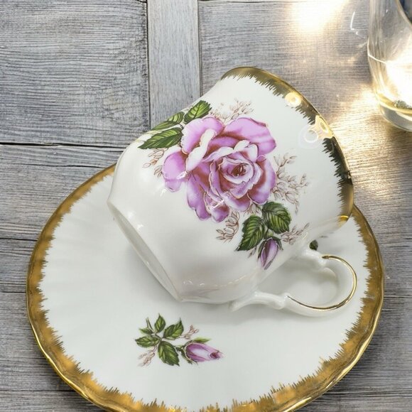 Kronester Bavaria Fine China Porcelain Teacup And Saucer Set Gold Edges Germany - Picture 2 of 15